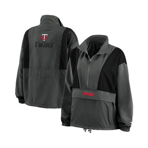 EFA oC GEAh[Y fB[X WPbgu] AE^[ Women's Charcoal Minnesota Twins Packable Half-Zip Jacket Charcoal