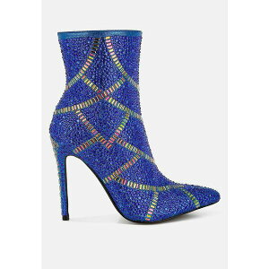 ���O �A���h �R�[ ���f�B�[�X �u�[�c �V���[�Y High Roller Rhinestones Embellished Stiletto Boots Blue