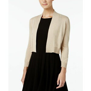 �J���o���N���C�� ���f�B�[�X �j�b�g&�Z�[�^�[ �A�E�^�[ Three-Quarter-Sleeve Glitter Shrug Cardigan Gold