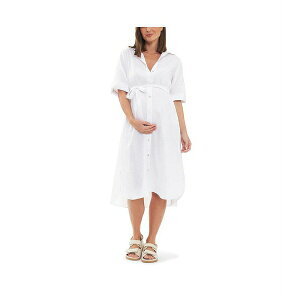Cv }^jeB fB[X s[X gbvX Molly Linen Button Through Shirt Dress White White