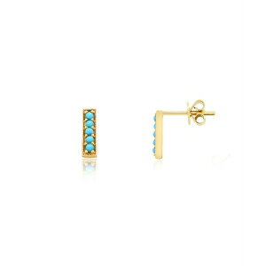 �U�E�����@���[ ���f�B�[�X �s�A�X���C�������O �A�N�Z�T���[ Turquoise Bead Bar Stud Earrings 14K Gold Turquoise