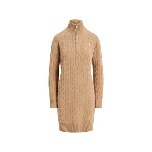 �����t���[���� ���f�B�[�X �����s�[�X �g�b�v�X Cable-knit zip-neck mini dress Neutrals