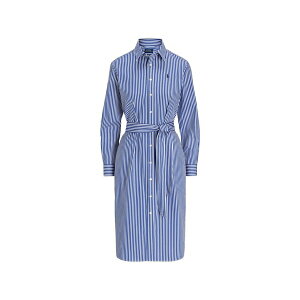 �����t���[���� ���f�B�[�X �����s�[�X �g�b�v�X Striped-pattern belted midi dress Blue