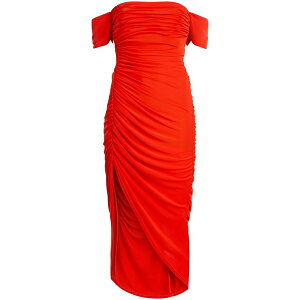 �T���N�A�Z�v�g ���f�B�[�X �����s�[�X �g�b�v�X Delaney ruched midi dress Orange
