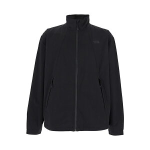 m[XtFCX Y WPbgu] AE^[ Black Jacket With High Neck And Embossed Logo On The Front In Tech Fabric Stretch Man Tnf Black