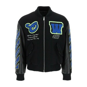 ItzCg Y WPbgu] AE^[ Oversize Varsity Bomber Jacket In Black Leather Nero