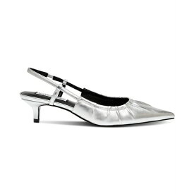 スティーブ マデン レディース パンプス シューズ Women's Syrie Pleated Slingback Kitten-Heel Pumps Silver Metallic