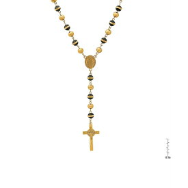 スティールタイム レディース ネックレス・チョーカー・ペンダントトップ アクセサリー Men's Stainless Steel Prayer Rosary 28" Lariat Necklace Gold
