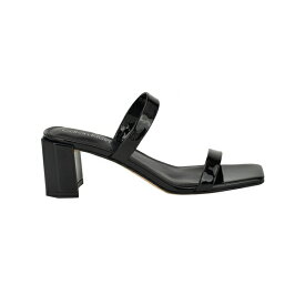 カルバンクライン レディース サンダル シューズ Women's Kater Square Toe Slip-on Dress Sandals Black Patent - Faux Patent Leather with Manmade sole