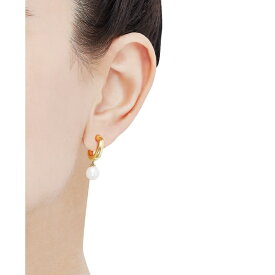 ホノラ レディース ピアス＆イヤリング アクセサリー Cultured Freshwater Pearl (7-1/2mm) Dangle Huggie Hoop Earrings in 14k Gold Yellow Gold