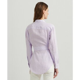 ラルフローレン レディース カットソー トップス Women's Striped Belted Utility Shirt Wild Lavender/white