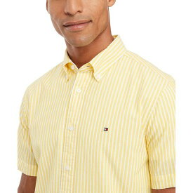 トミー ヒルフィガー メンズ シャツ トップス Men's Regular-Fit Candy Stripe Linen Shirt Valley Yellow/ Optic White