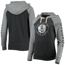 ニューエラ レディース パーカー・スウェットシャツ アウター Brooklyn Nets New Era Women's Raglan Pullover Hoodie Black