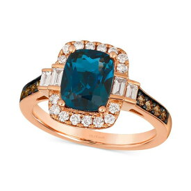 ルヴァン メンズ リング アクセサリー Chocolatier&reg; Deep Sea Blue Topaz (2-1/4 ct. t.w.) & Diamond (1/2 ct. t.w.) Halo Ring in 14k Rose Gold No Color