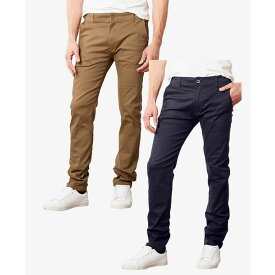 ギャラクシーバイハルビック メンズ カジュアルパンツ ボトムス Men's Super Stretch Slim Fit Everyday Chino Pants, Pack of 2 Dark Khaki Navy