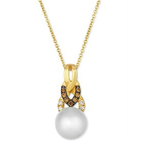 ルヴァン レディース ネックレス・チョーカー・ペンダントトップ アクセサリー Vanilla Pearl (8mm) & Diamond (1/10 ct. t.w.) Adjustable Pendant Necklace in 14k Gold Yellow Gold