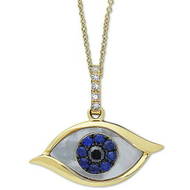 エフィー コレクション メンズ ネックレス・チョーカー アクセサリー EFFY&reg; Mother-of-Pearl, Sapphire (1/10 ct. t.w.) & Diamond Accent Evil-Eye 18" Pendant Necklace in 14k Gold Gold