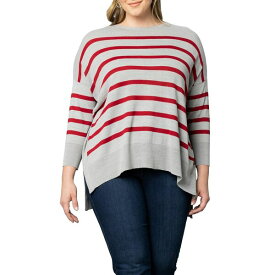 キヨナ レディース ニット&セーター アウター Women's Plus Size Heart on Your Sleeve Crew Neck Sweater Red hot stripes