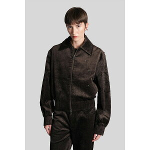 NXgt@[GXo[ fB[X WPbgu] AE^[ Bomber Jacket In Brown Cotton brown