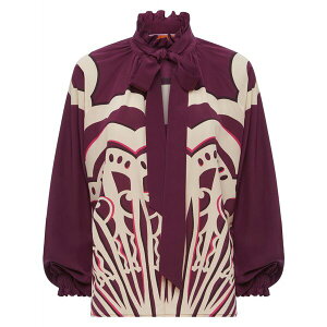 ���E�_�u���E�W�F�C ���f�B�[�X �V���c �g�b�v�X Cerere geometric-print silk blouse Purple