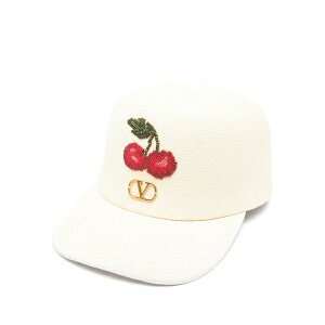 ���@�����e�B�m �K�����@�[�j ���f�B�[�X �X�q �A�N�Z�T���[ Vlogo signature straw baseball hat with cherry embroidery Neutrals