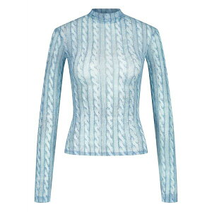 �A���@���@�� ���f�B�[�X T�V���c �g�b�v�X Printed cable-knit turtleneck top Blue