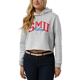 リーグカレッジエイトウェア レディース パーカー・スウェットシャツ アウター SMU Mustangs League Collegiate Wear Women's Cropped Pullover Hoodie Ash