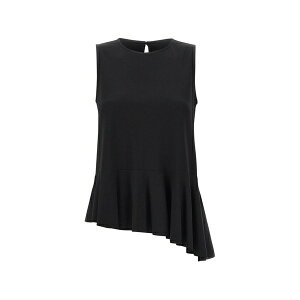 �J�I�X ���f�B�[�X �V���c �g�b�v�X Ruffled-hem sleeveless blouse Black