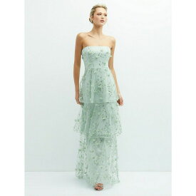 ドレッシーコレクション レディース ワンピース トップス Strapless 3D Floral Embroidered Dress with Tiered Maxi Skirt Celadon