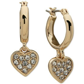 アンクライン レディース ピアス＆イヤリング アクセサリー Gold-Tone Pav&eacute; Heart Charm Hoop Earrings Crystal