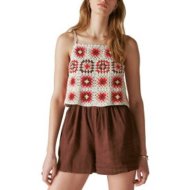 ラッキーブランド レディース ワンピース トップス Women's Crochet-Bodice Romper Pink Granny Square