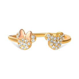 ディズニー レディース リング アクセサリー Cubic Zirconia Mickey & Minnie Mouse Adjustable Cuff Ring in 18k Gold- & 18k Rose Gold-Plated Sterling Silver Gold Over Silver