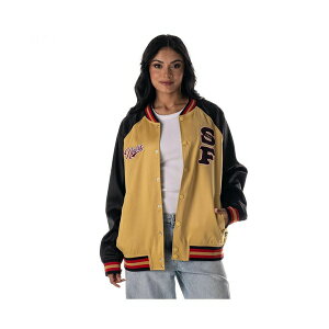 U Ch RNeBu fB[X WPbgu] AE^[ Women's Gold San Francisco 49ers Oversized Satin Raglan Full-Snap Bomber Jacket Gold