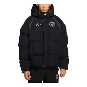 Air Jordan W[_ Y Xj[J[ yMen's Air Jordan Paris Saint-Germain Badge Hooded Loose Padded Black Jacket DB6495-010z TCY US_M_XL