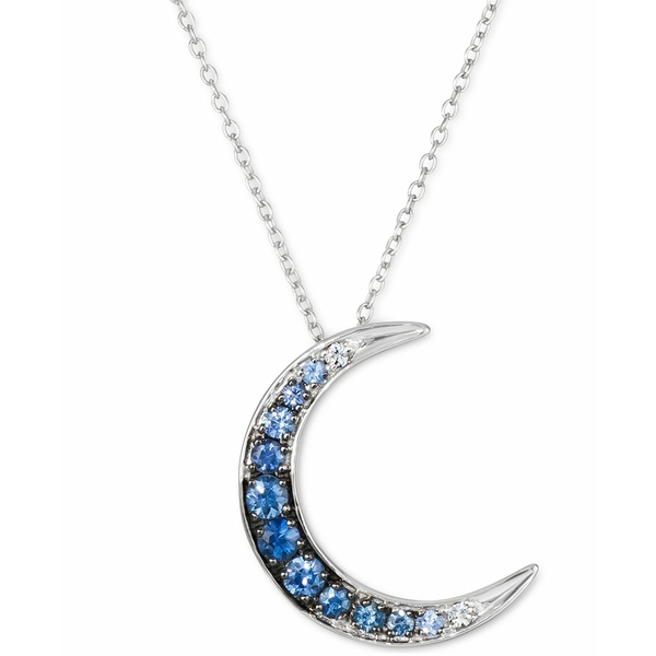 ルヴァン レディース ネックレス・チョーカー・ペンダントトップ アクセサリー Denim Ombreacute; Sapphire (3 ct.  White Sapphire Accent Crescent Moon 18" Pendant Necklace in 14k White Gold Sapphire