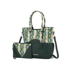 MKFコレクション レディース トートバッグ バッグ Iris Snake Embossed Women s Tote Bag with matching Wristlet Pouch by Mia K Olive green