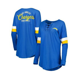 ニューエラ レディース Tシャツ トップス Women's Powder Blue Los Angeles Chargers Athletic Varsity Lace-Up Long Sleeve T-shirt Powder Blue
