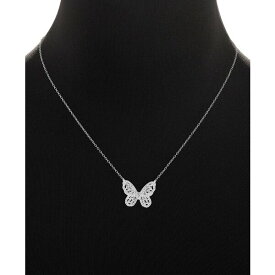 ジャニ ベルニーニ レディース ネックレス・チョーカー・ペンダントトップ アクセサリー Cubic Zirconia Butterfly 18" Pendant Necklace in Sterling Silver, Created for Macy's Sterling Silver