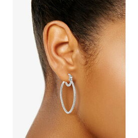 シモン アイ スミス? レディース ピアス＆イヤリング アクセサリー Platinum Over Sterling Silver Earrings, Crystal Inside Out Teardrop Hoop Earrings No Color