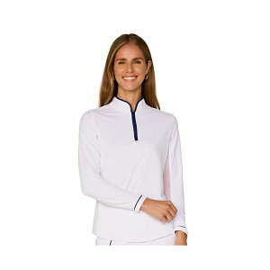 �W�[ ���C�t�X�^�C�� �N���[�W���O ���f�B�[�X �J�b�g�\�[ �g�b�v�X Women's G Lifestyle Binding Quarter Zip Top White