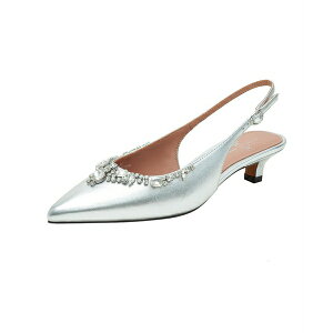 lApE fB[X q[ V[Y CRYSTAL Women's Bejeweled Kitten Heel Slingback Pump Silver metallic nappa