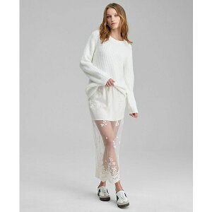 �A���h �i�E �f�B�X ���f�B�[�X �X�J�[�g �{�g���X Women's Embroidered Sheer Overlay Maxi Skirt, PXXS-XXL, Macy's Exclusive Cream