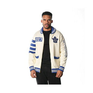 �U ���C���h �R���N�e�B�u ���f�B�[�X �j�b�g&�Z�[�^�[ �A�E�^�[ Men's and Women's Cream Toronto Maple Leaf's Jacquard Full-Zip Sweater Cream