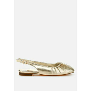 ���O �A���h �R�[ ���f�B�[�X �T���_�� �V���[�Y Berni Metallic Square Toe Flat Slingbacks Gold