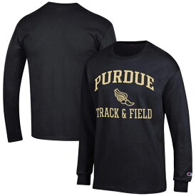 チャンピオン メンズ Tシャツ トップス Purdue Boilermakers Champion Track & Field Icon Long Sleeve TShirt Black