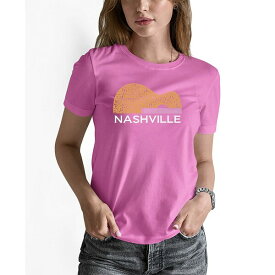 エルエーポップアート レディース カットソー トップス Women's Nashville Guitar Word Art Short Sleeve T-shirt Pink