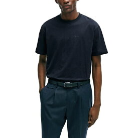 ヒューゴボス メンズ Tシャツ トップス Men's Seasonal Artwork Regular-Fit T-shirt Dark Blue