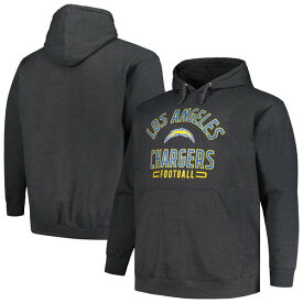 ファナティクス メンズ パーカー・スウェットシャツ アウター Los Angeles Chargers Fanatics Branded Big & Tall Pullover Hoodie Heather Charcoal