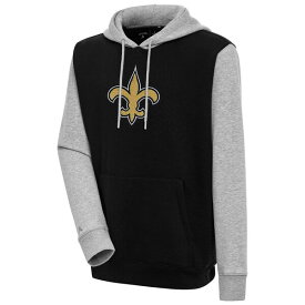 【送料無料】 アンティグア メンズ パーカー・スウェットシャツ アウター New Orleans Saints Antigua Victory CB Chenille Pullover Hoodie Black