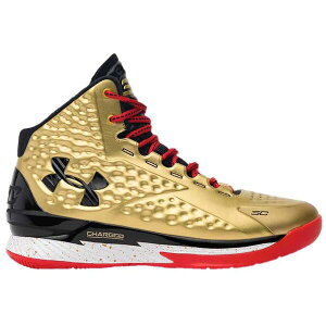 Under Armour �A���_�[�A�[�}�[ �����Y �X�j�[�J�[ �yUnder Armour Curry 1 Retro All American (2021)�z �T�C�Y US_9(27.0cm) Metallic Gold/Black/Red